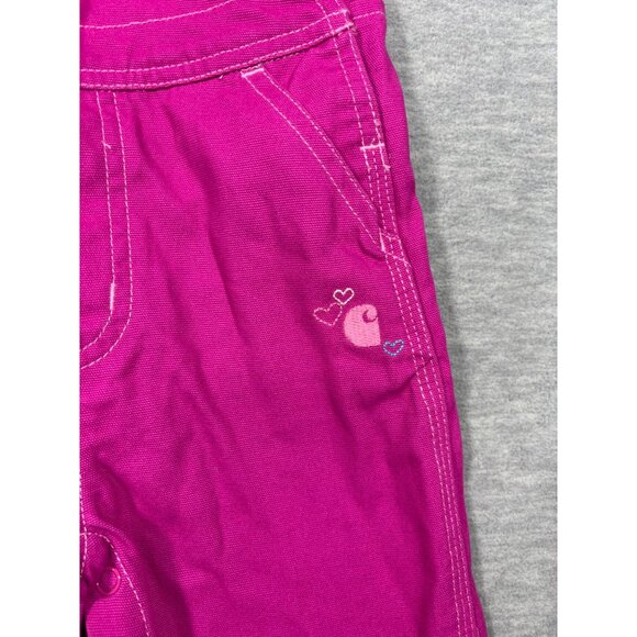 Carhartt Infant Girls 18 M Pink Cotton Overalls - Picture 3 of 5